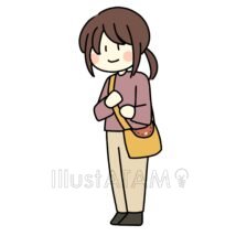 カバンを肩に担ぐ