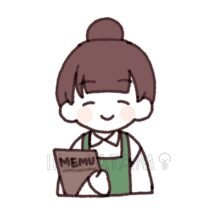 カフェ店員,エプロン,メニュー,働く,女性,店員,笑顔,飲食店のイラスト素材