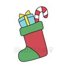 クリスマス靴下とプレゼント,クリスマス,クリスマス靴下,プレゼントのイラスト素材