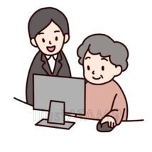 シニア向けパソコン教室,パソコン教室,高齢者のイラスト素材