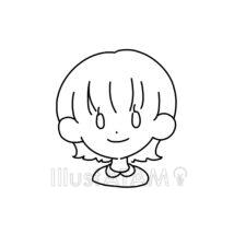 ショートヘアの女の子（線画）