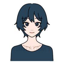 ショートヘアの女性（正面顔）