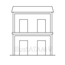 シンプルなアパート（線画）