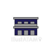 シンプルなアパート（青色）