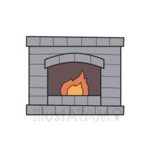 シンプルな暖炉（灰色）