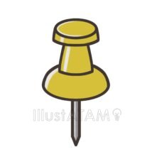 シンプルな画鋲（黄色）,シンプル,文房具,画鋲のイラスト素材