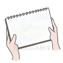 スケッチブックを持つ