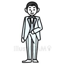 タキシードを着た男性（白色）