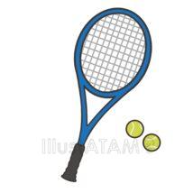 テニスラケットとボール（青色）