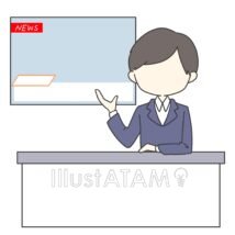 テレビアナウンサー,アナウンサー,スーツ,テレビ,男性のイラスト素材