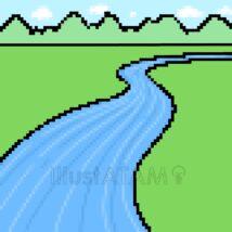 ドット絵の背景（川）
