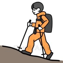 ハイキングする登山者