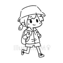 ハイキング（白黒）,ハイキング,モノクロ,リュック,女性,子供,散歩,歩く,登山のイラスト素材