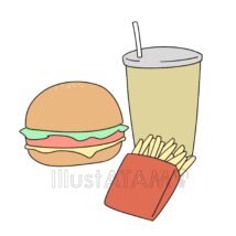ハンバーガーセット,ドリンク,ハンバーガー,ランチのイラスト素材