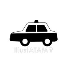 パトカー（白黒）,シルエット,パトカー,白黒のイラスト素材