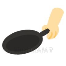 フライパンをもつ