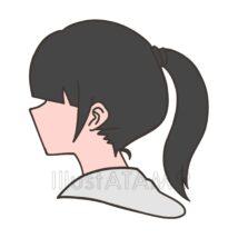 ポニーテールの横顔（黒色）