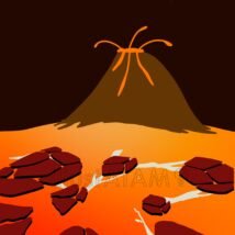 マグマの海,ファンタジー背景,マグマ,噴火,火山,炎,背景のイラスト素材