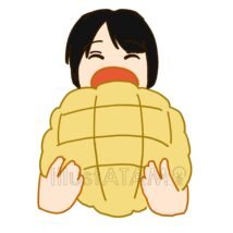 メロンパンを食べる