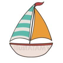 ヨット（青縞模様）