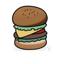 リアルなハンバーガー,ハンバーガー,リアル,食べ物のイラスト素材