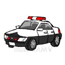 リアルな手書きのパトカー,パトカー,働く車,車のイラスト素材