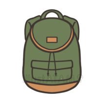 リュック（カーキ色）,カバン,キャンプ,ハイキング,ファッション,リュックのイラスト素材