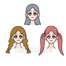 ロングヘア女子,かわいい女の子,ロングヘア,女の子,髪の毛のイラスト素材