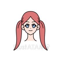 ロングヘア女子（ツインテール）,おさげ,かわいい女の子,ロングヘア,女の子,髪の毛のイラスト素材