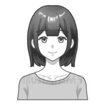 厚塗りの女性（白黒）