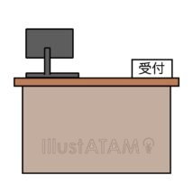 受付カウンター,シンプル,パソコン,受付,机のイラスト素材