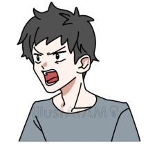 叫ぶ男性（アニメ風）