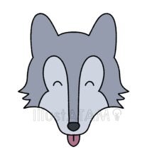 可愛い狼,オオカミ,かわいいオオカミ,かわいい動物,動物,動物の顔のイラスト素材