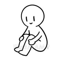 地面に座る,キャラクター,ピクトグラム,ポーズ,モノクロ,リラックス,休憩,地面,座るのイラスト素材