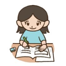 宿題をする女の子,勉強,女の子,宿題のイラスト素材