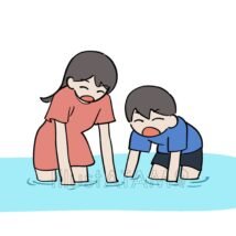 川遊びする子供