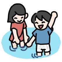 川遊びする子供たち
