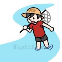 川遊びする男の子