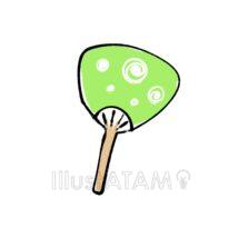 手書きのうちわ（緑色）