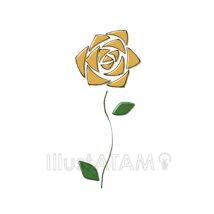 手書きのおしゃれなバラ（黄色）