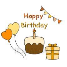 手書きのハッピーバースデー（オレンジ色）