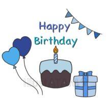 手書きのハッピーバースデー（青色）