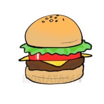 手書きのハンバーガー,ハンバーガー,手書き,食べ物のイラスト素材