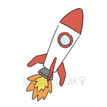 手書きのロケット（赤）