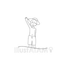 手書きの川遊び