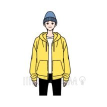 手書きの簡単なパーカー,イケメン,パーカー,フード付きパーカー,男性のイラスト素材