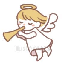 手書きの簡単な天使（トランペット）