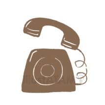 手書きの電話,レトロ,電話のイラスト素材