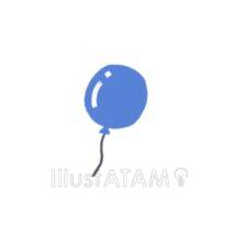 手書きの風船（青色）
