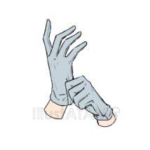 手袋をはめる手